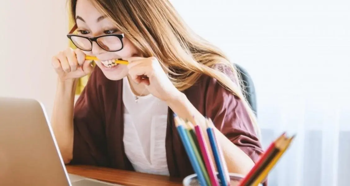 Lady stressed in work