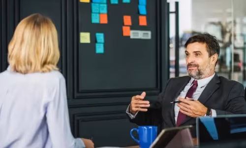Two persons making business