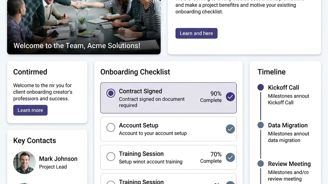 Client onboarding checklist displayed in a branded microsite built with Zoomforth