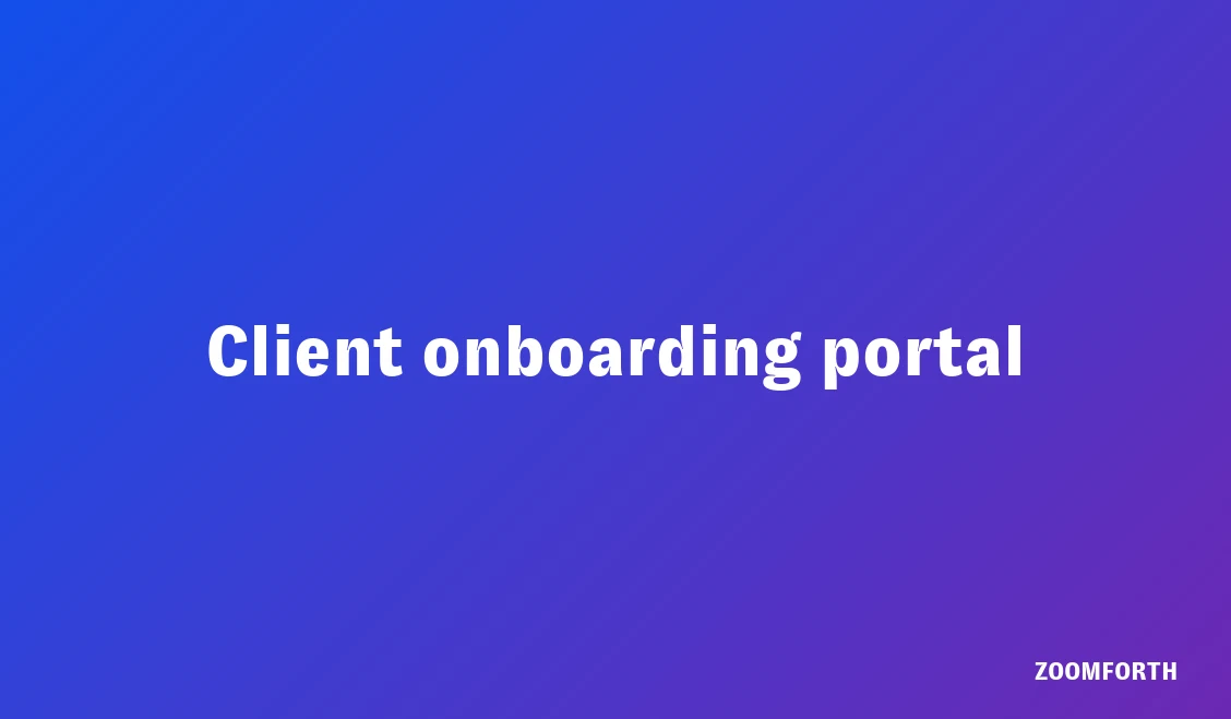 Branded client onboarding portal showing welcome content, documents, and next steps