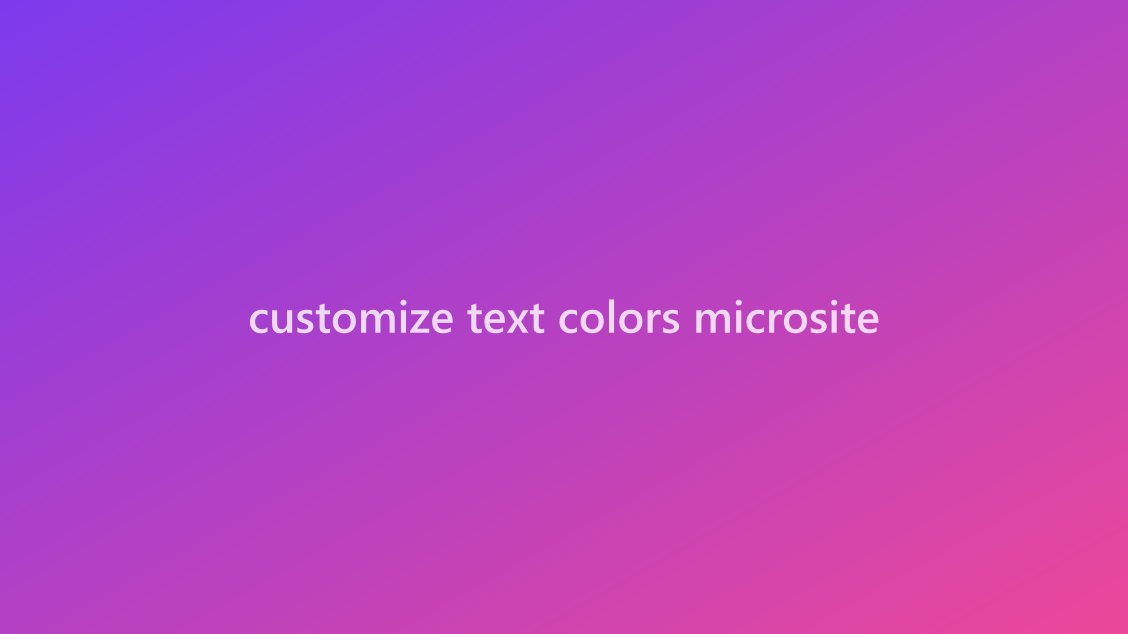 Text color customization panel in a microsite editor showing color picker options