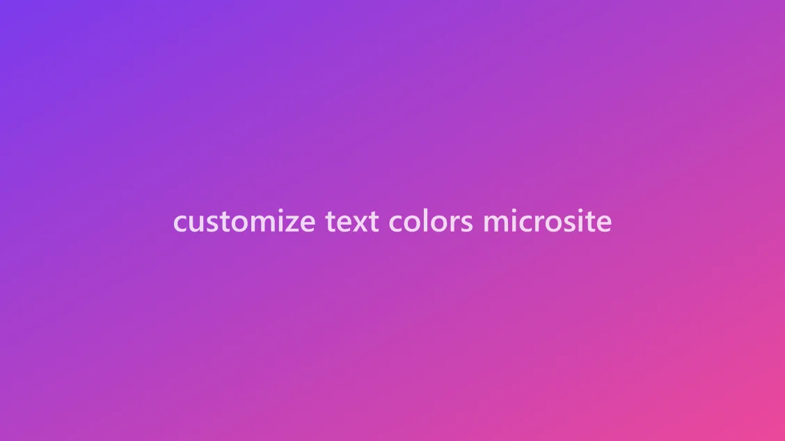 Text color customization panel in a microsite editor showing color picker options