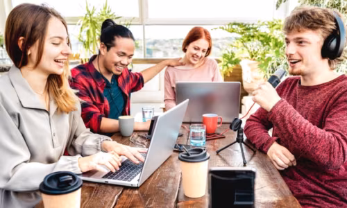 Marketing team making content