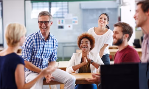 An office team in a very good environment