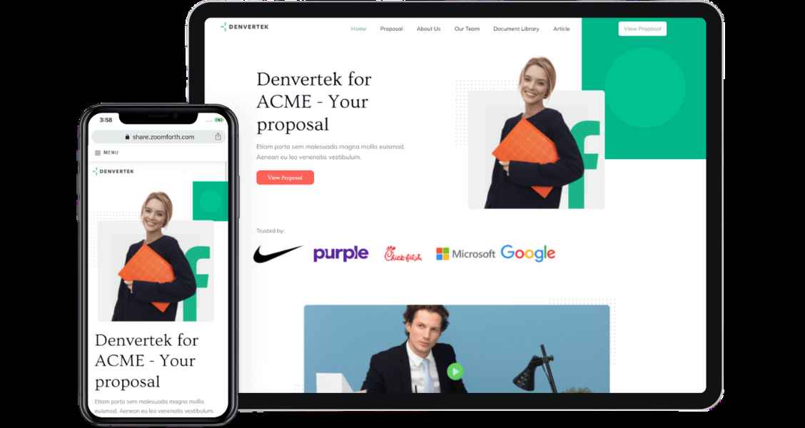 Mockup of a microsite
