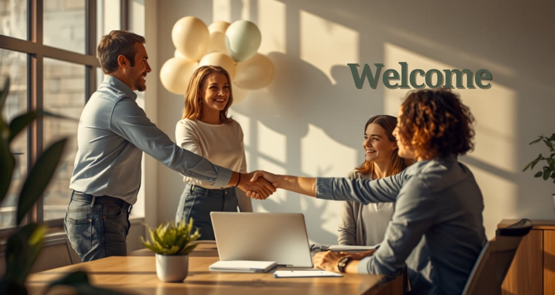 New employee announcement template shown on a company intranet page