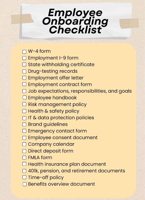 Onboarding checklist