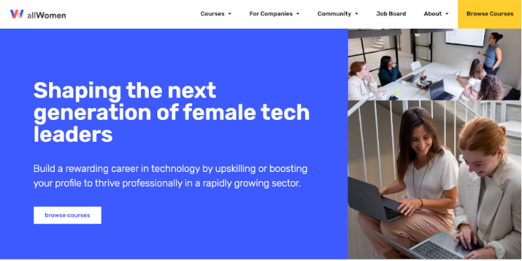 AllWomen landing page