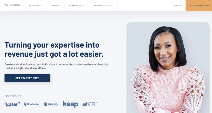 Thinkific landing page
