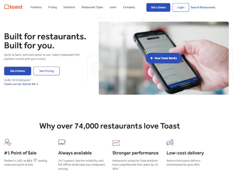 Toast landing page