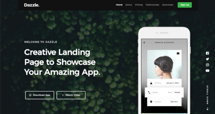 Dazzle landing page