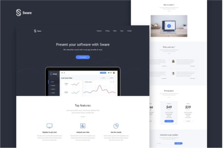 Sware landing page