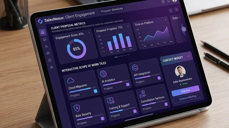 Digital sales room example built with Zoomforth showing a branded B2B proposal layout