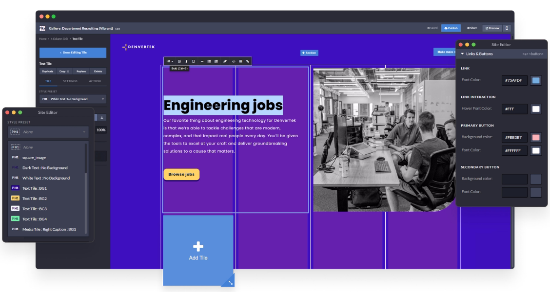 Mockup of site comparison between Zoomfort and Ceros