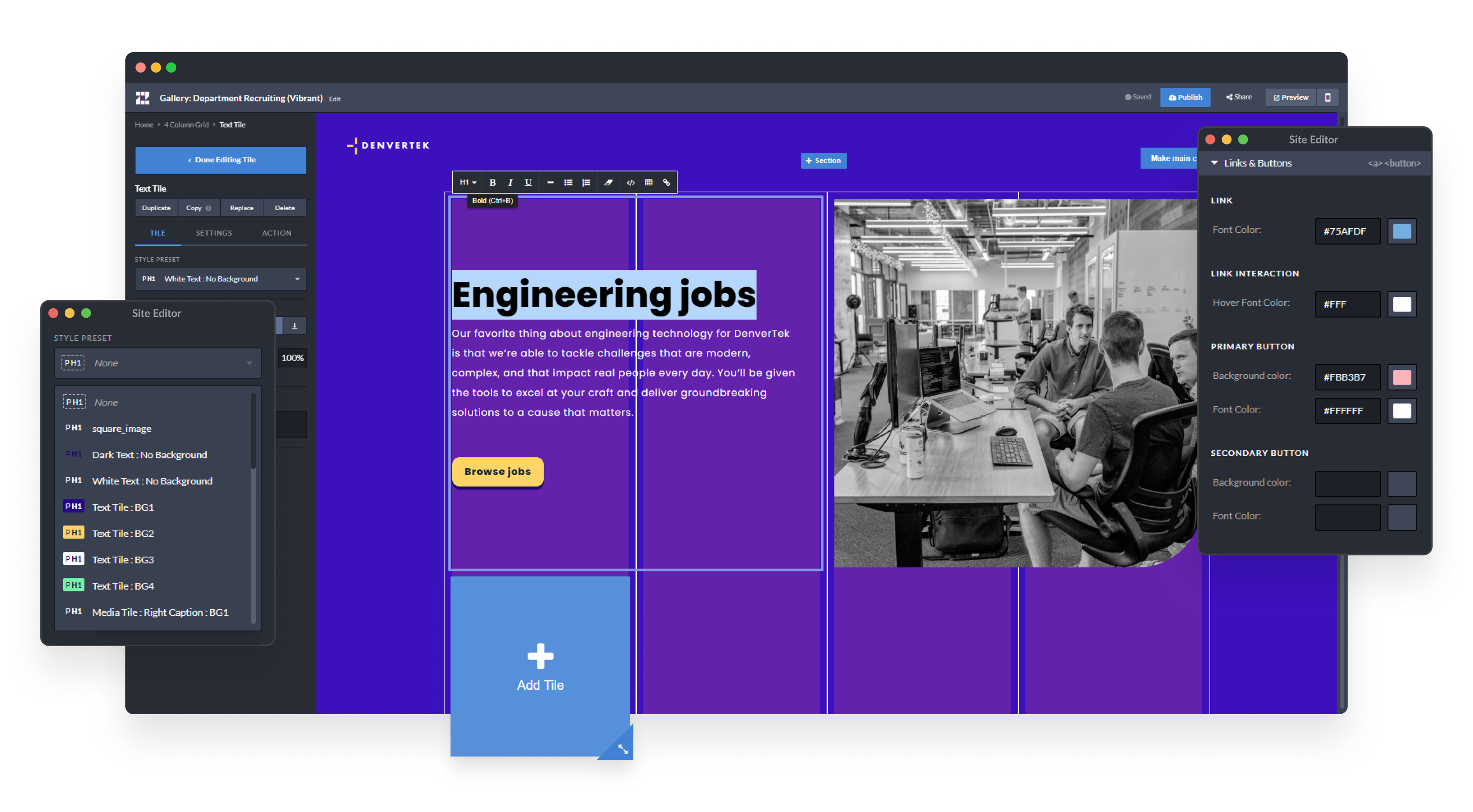 Mockup of site comparisons