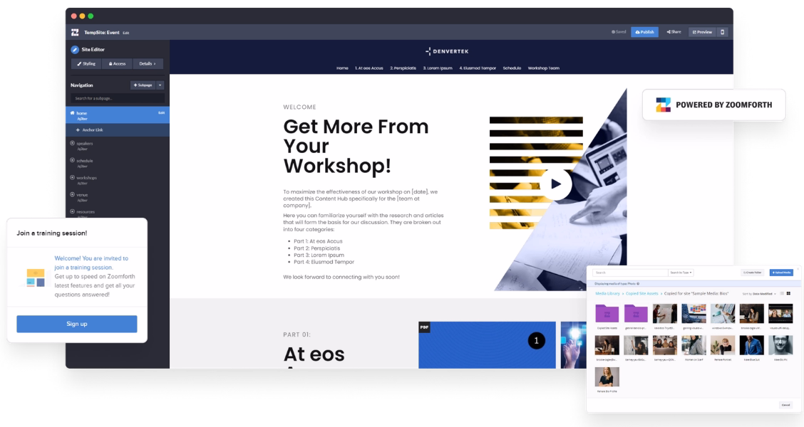 Mockup of site comparison between Zoomfort and Foleon