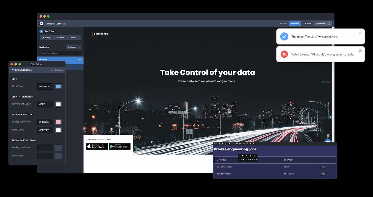 Mockup of site comparisons