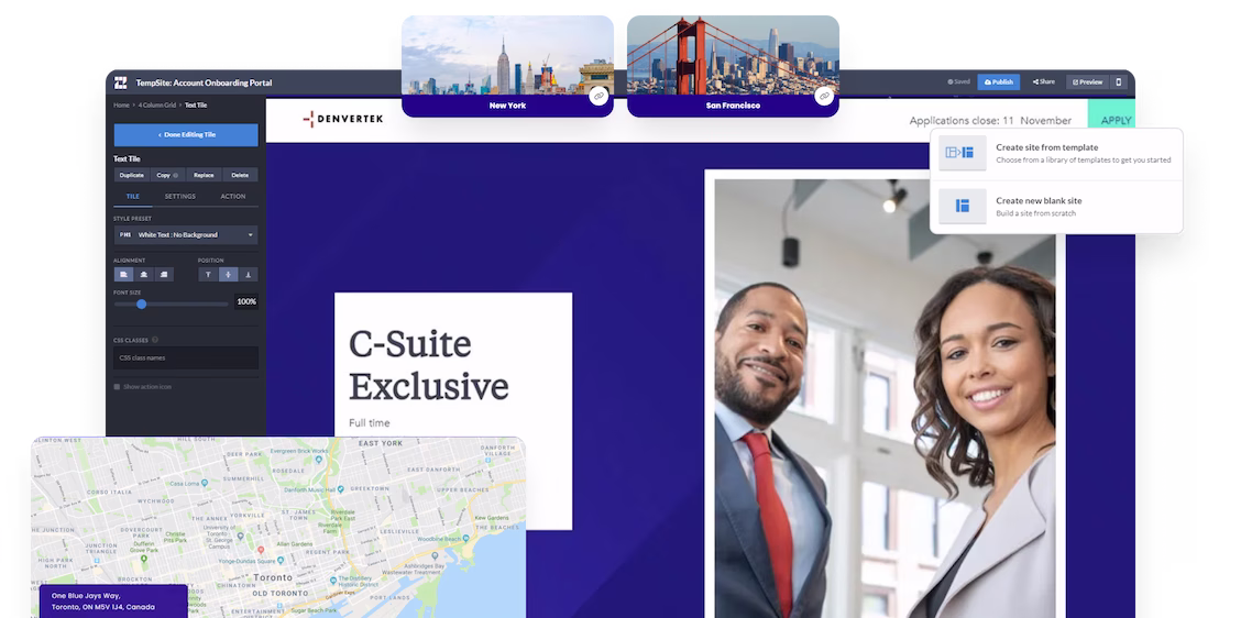 Mockup of site comparison between Genially and Zoomforth