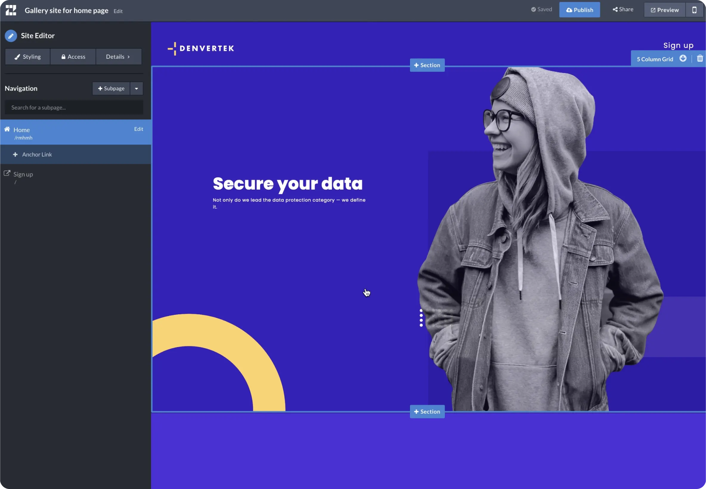 Mockup of site analytics