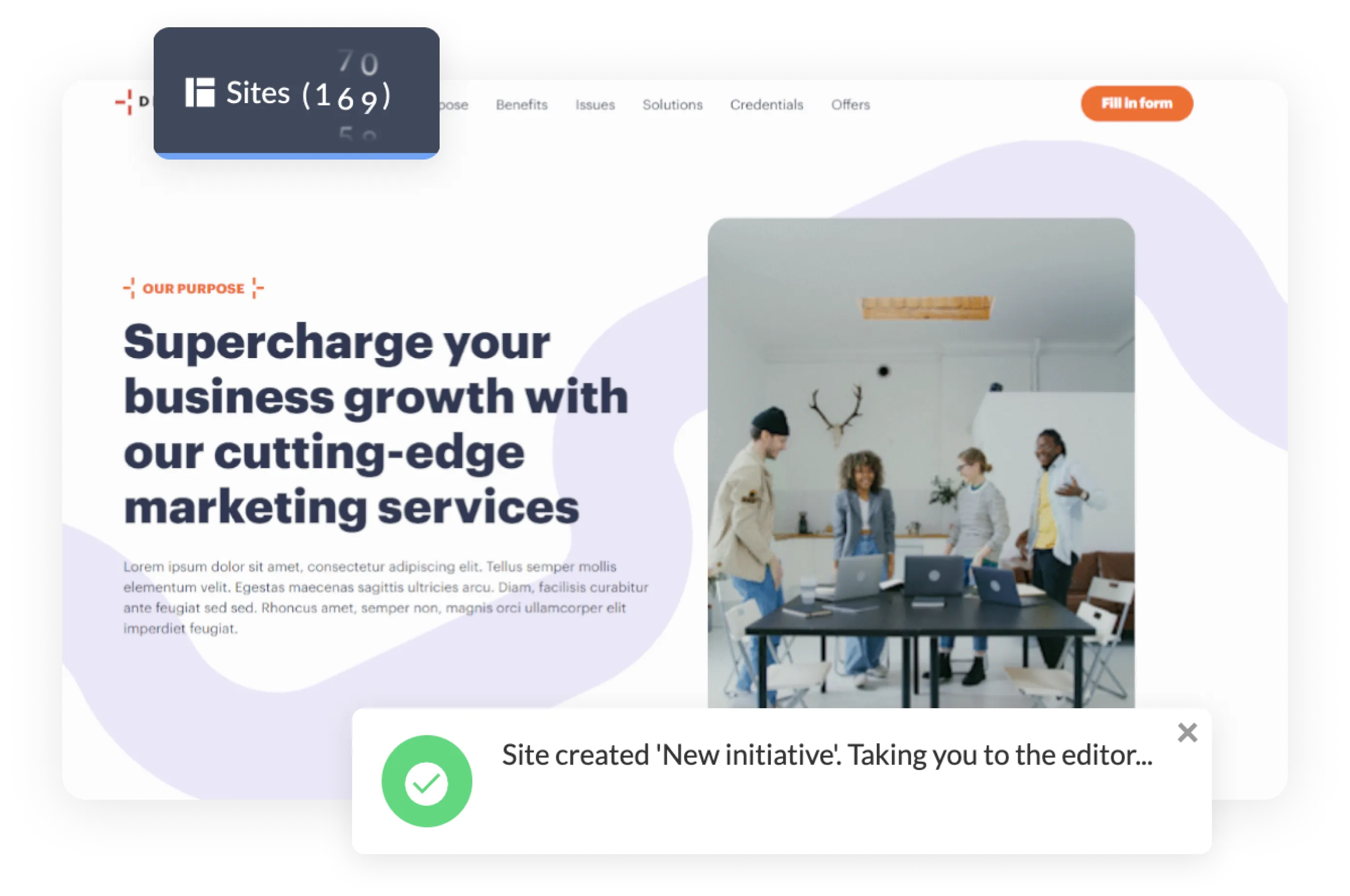 Mockup of site analytics