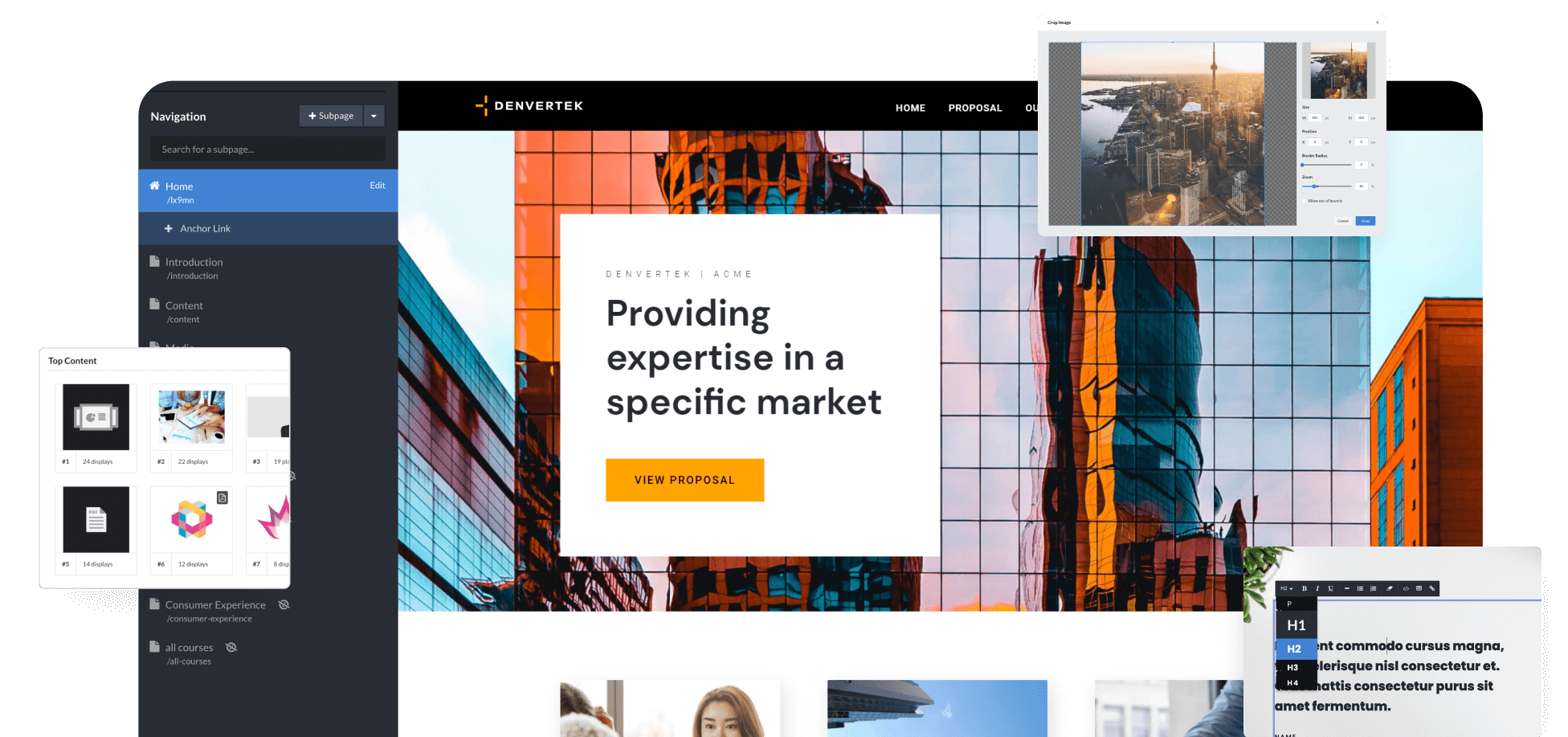 Screenshot of a microsite with Zoomforth app features on overlaid.