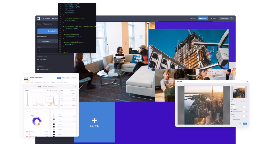 screenshot of microsite with Zoomforth app features on overlaid