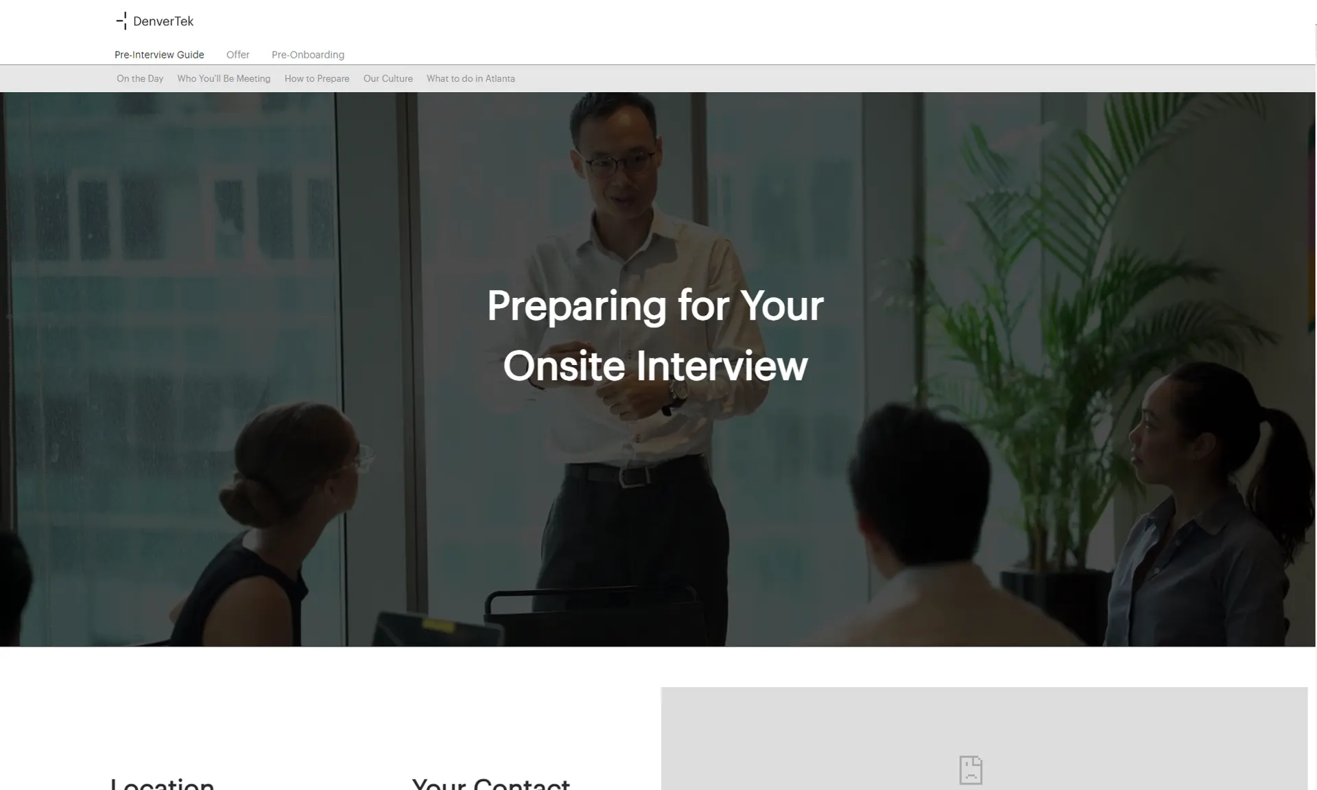Candidate experience web page