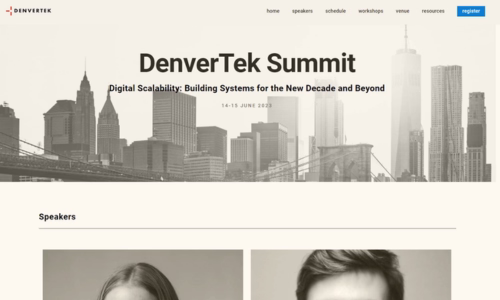 Screenshot of microsite template for Learning & Events