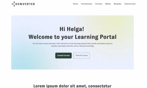Screenshot of microsite template for Learning & Events