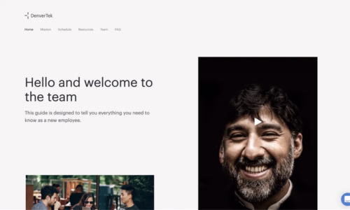 Screenshot of microsite template for Recruiting & onboarding