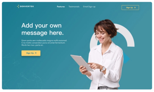 Screenshot of microsite template for Sales