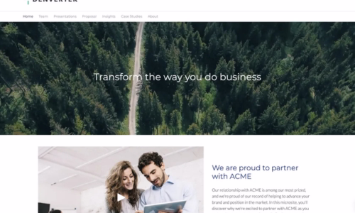 Screenshot of microsite template for Sales