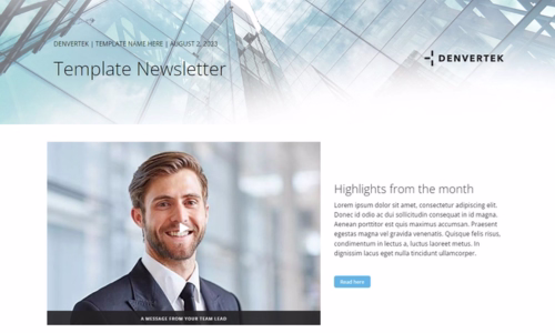 Screenshot of microsite template for Learning & Events