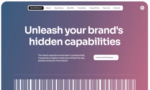 Screenshot of microsite template for Marketing