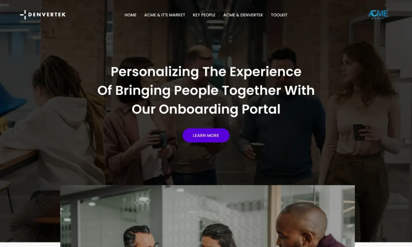 Personalized onboarding portal web page