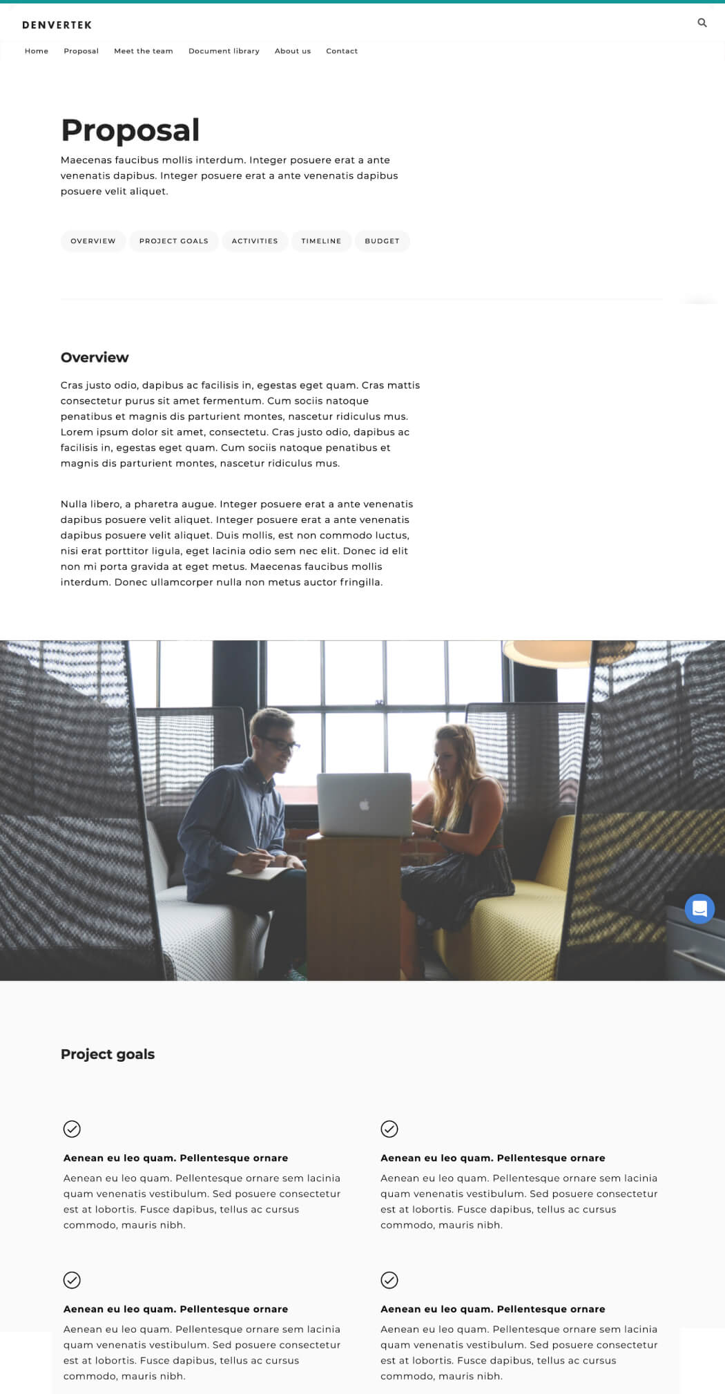 Screenshot of sample proposal microsite page