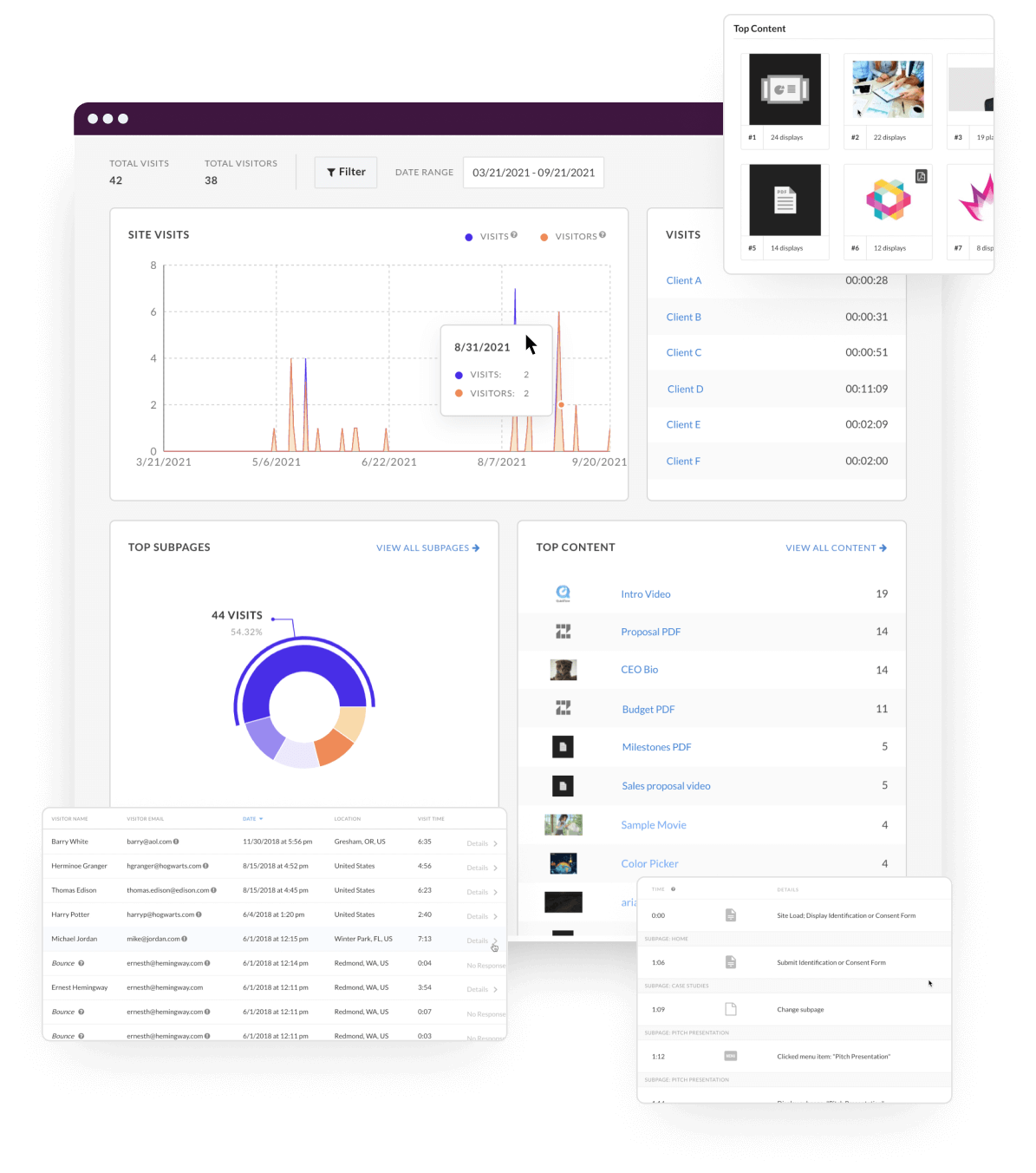 Collage of Zoomforth analytics visualizations