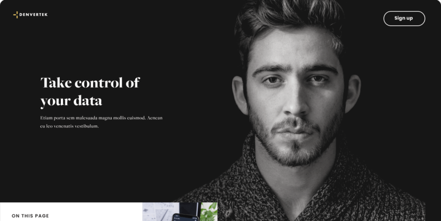 Sample microsite hero section