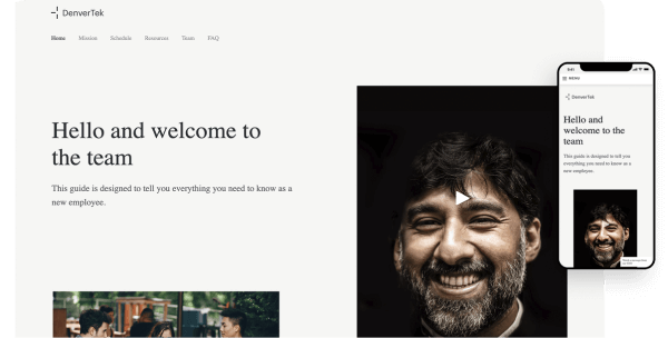New employee portal mobile and desktop preview screens