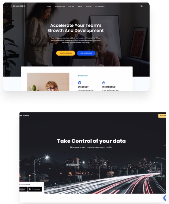 Screenshot of a learning portal microsite