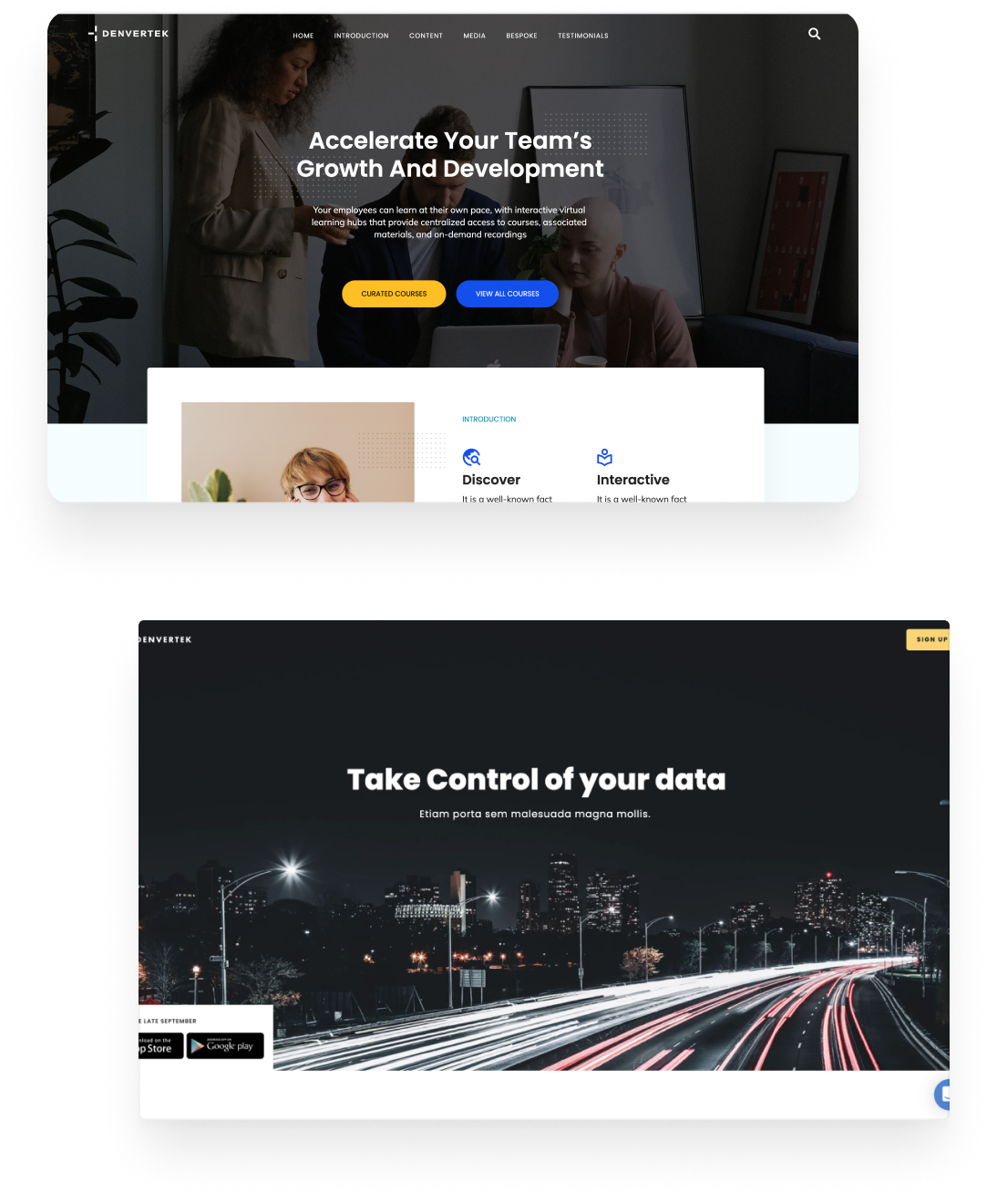 Screenshot of a learning portal microsite