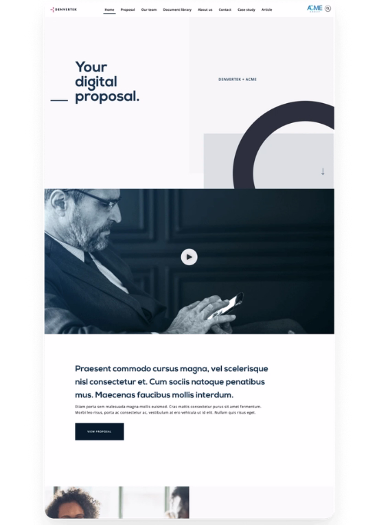 Screenshot of a digital proposal microsite