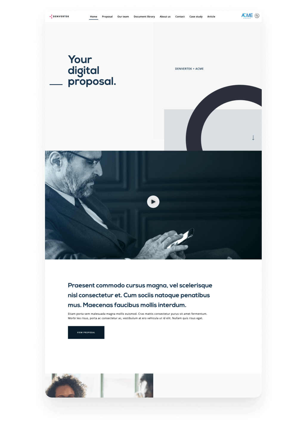 Screenshot of a digital proposal microsite
