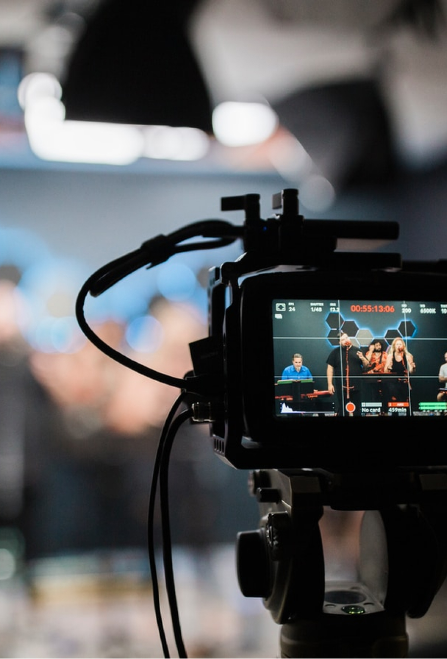 A digital camera recording content.
