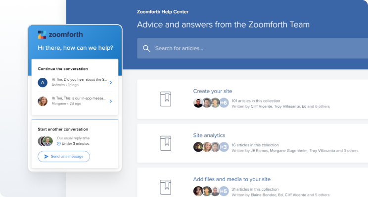 Screenshot of Zoomforth Help Center.