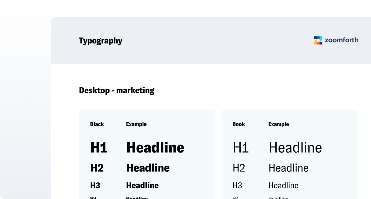 Screenshot of typography settings on a microsite.