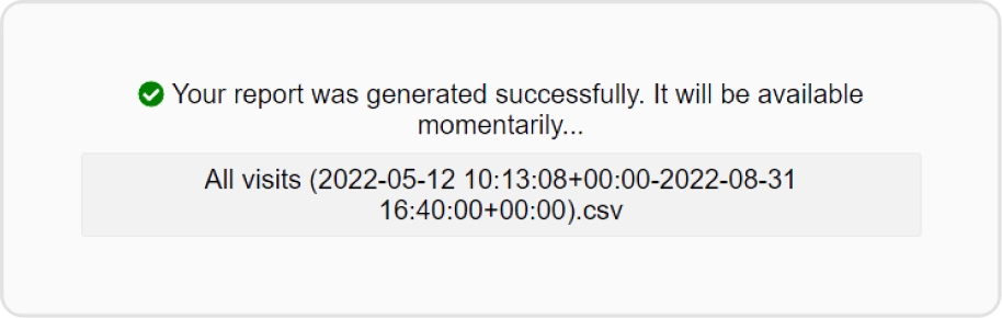 Screenshot of Zoomforth report confirmation.