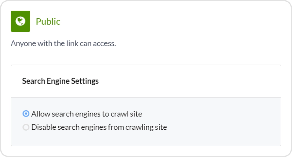 Search Engine settings.