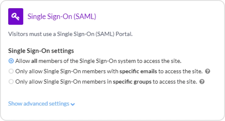 Single sign-on settings.
