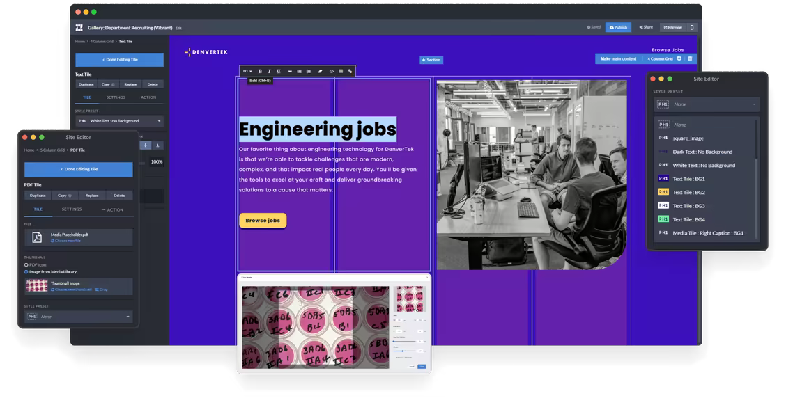 Zoomforth enterprise microsite builder editor interface